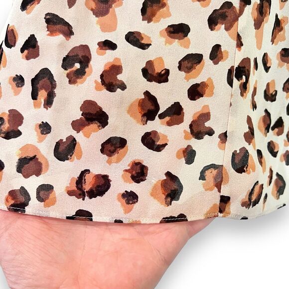 THEORY Womens Draped Leopard Silk Sleeveless Top Blouse Size P (XS) NWT $195 - Picture 8 of 9